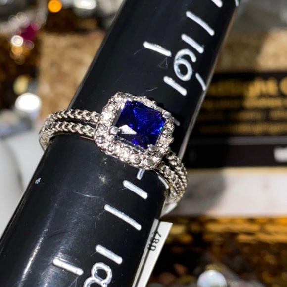 Genuine diamond sapphire ring, birthstone real diamond ring, free appraisal sale - Picture 3 of 3